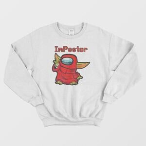 Imposter Baby Yoda Among Us Retro Game Inspired Graphic Unisex Sweatshirt